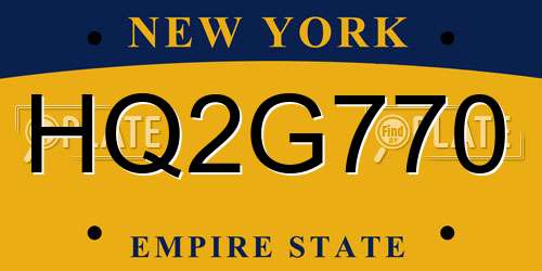 HQ2G770 New York License Plate