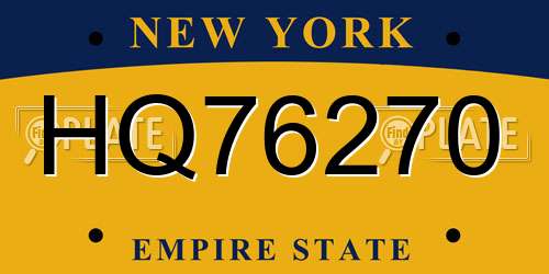 HQ76270 New York License Plate