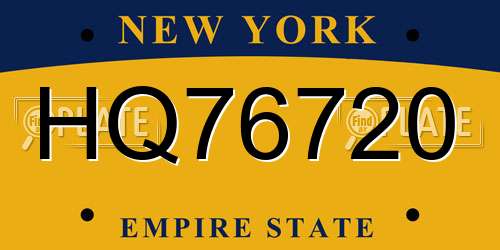 HQ76720 New York License Plate