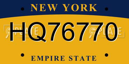 HQ76770 New York License Plate