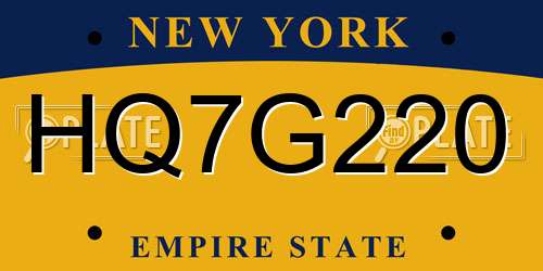 HQ7G220 New York License Plate