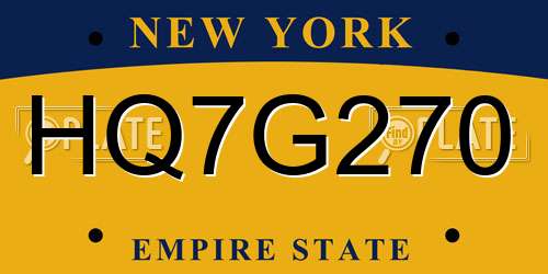 HQ7G270 New York License Plate