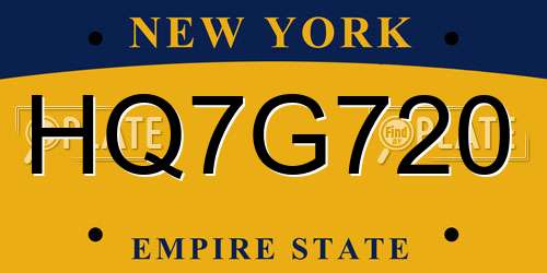 HQ7G720 New York License Plate