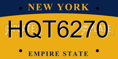 HQT6270 New York License Plate