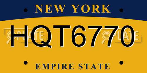HQT6770 New York License Plate