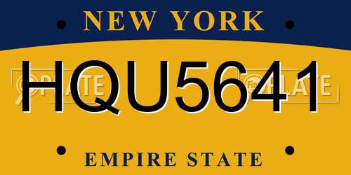 HQU5641 New York License Plate