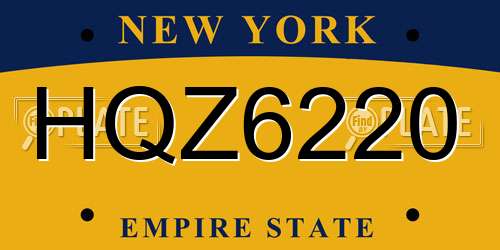 HQZ6220 New York License Plate