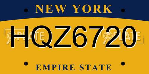 HQZ6720 New York License Plate