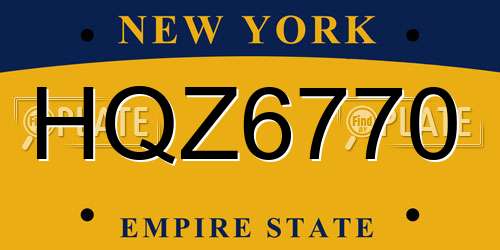 HQZ6770 New York License Plate