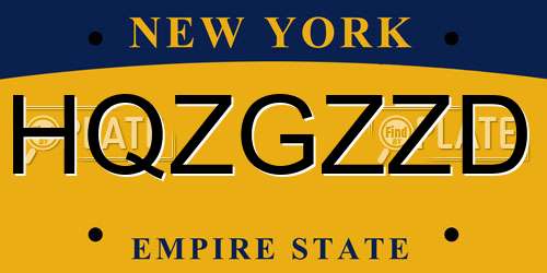 HQZGZZD New York License Plate