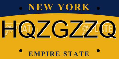 HQZGZZQ New York License Plate