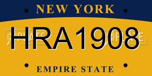 HRA1908 New York License Plate