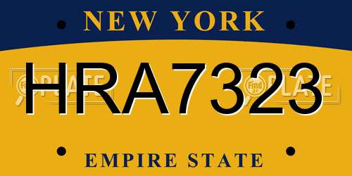 HRA7323 New York License Plate
