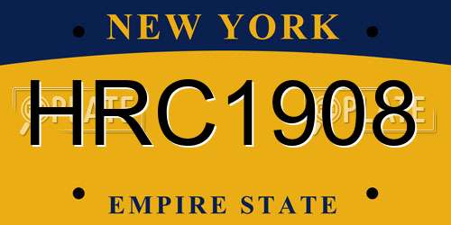 HRC1908 New York License Plate