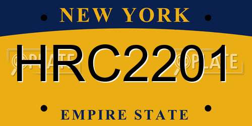 HRC2201 New York License Plate