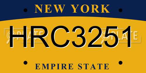 HRC3251 New York License Plate