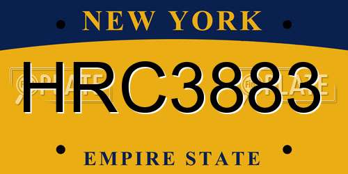 HRC3883 New York License Plate