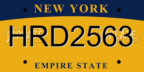 HRD2563 New York License Plate