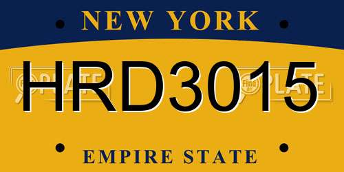 HRD3015 New York License Plate