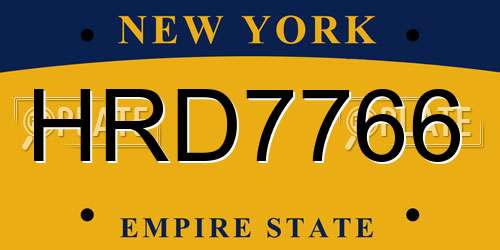HRD7766 New York License Plate