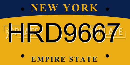 HRD9667 New York License Plate
