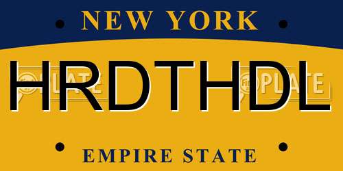 HRDTHDL New York License Plate