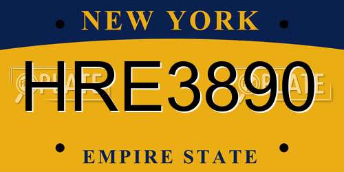 HRE3890 New York License Plate