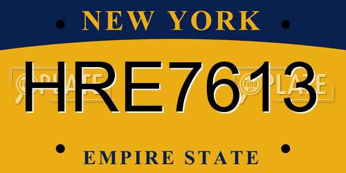 HRE7613 New York License Plate
