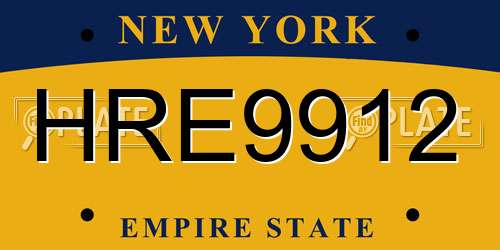 HRE9912 New York License Plate