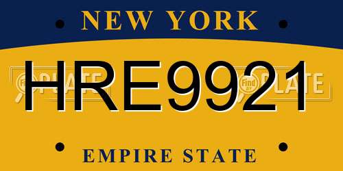 HRE9921 New York License Plate