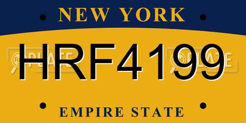 HRF4199 New York License Plate