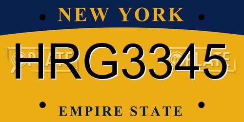 HRG3345 New York License Plate