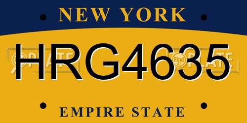 HRG4635 New York License Plate