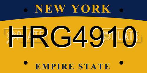 HRG4910 New York License Plate