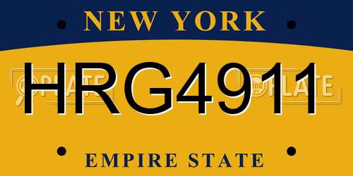 HRG4911 New York License Plate