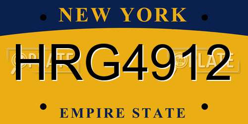 HRG4912 New York License Plate