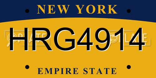 HRG4914 New York License Plate