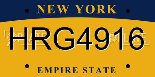 HRG4916 New York License Plate