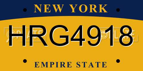 HRG4918 New York License Plate