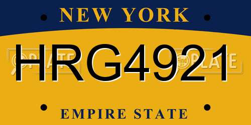HRG4921 New York License Plate