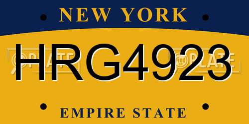HRG4923 New York License Plate