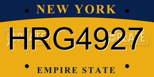 HRG4927 New York License Plate