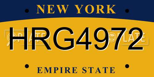 HRG4972 New York License Plate