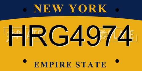HRG4974 New York License Plate