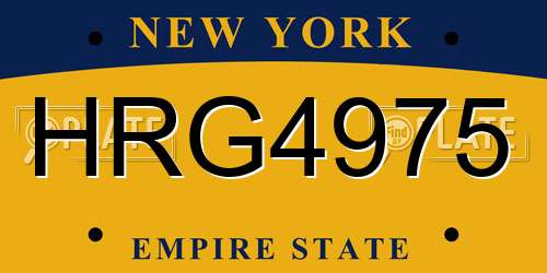 HRG4975 New York License Plate