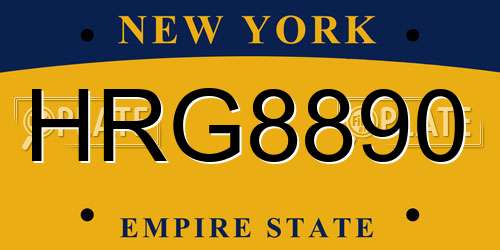 HRG8890 New York License Plate