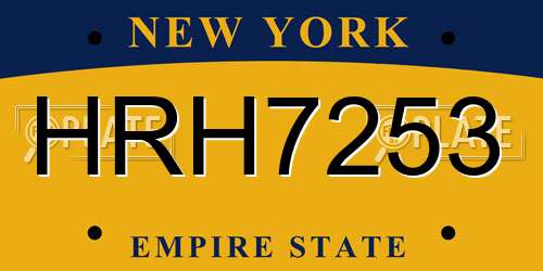 HRH7253 New York License Plate
