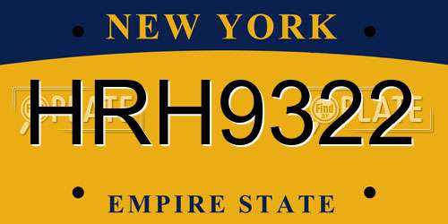 HRH9322 New York License Plate