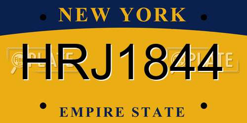 HRJ1844 New York License Plate