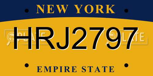 HRJ2797 New York License Plate